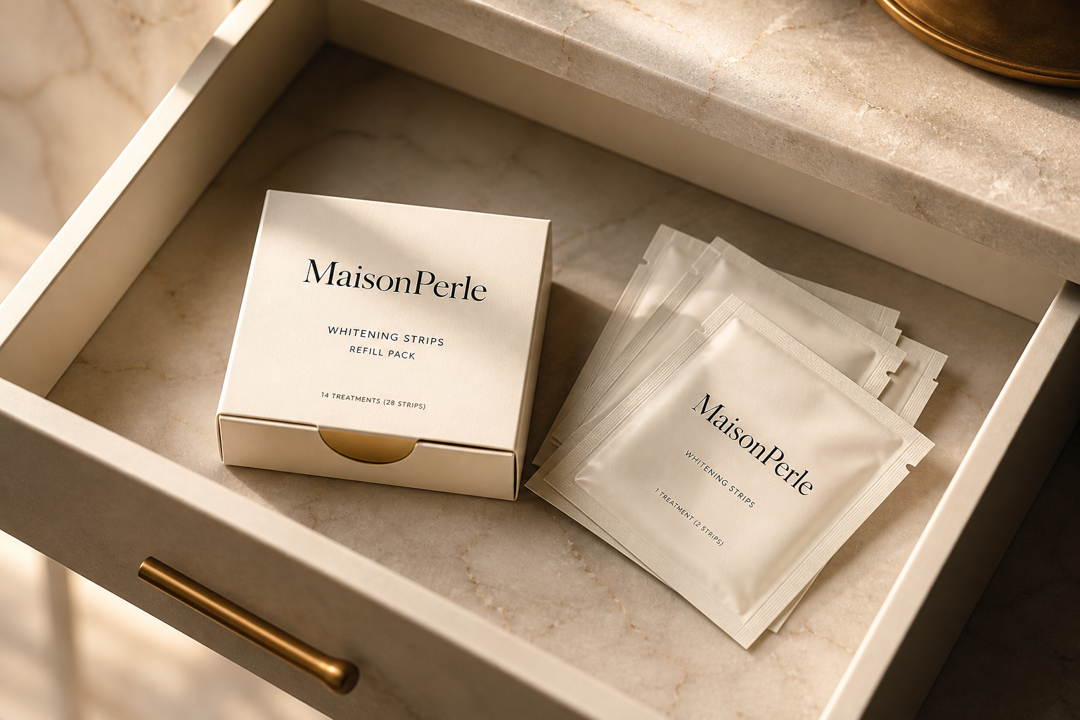 MaisonPerle MaisonPerle Whitening Strips Nachfüllpackung in een luxe whiteningroutine